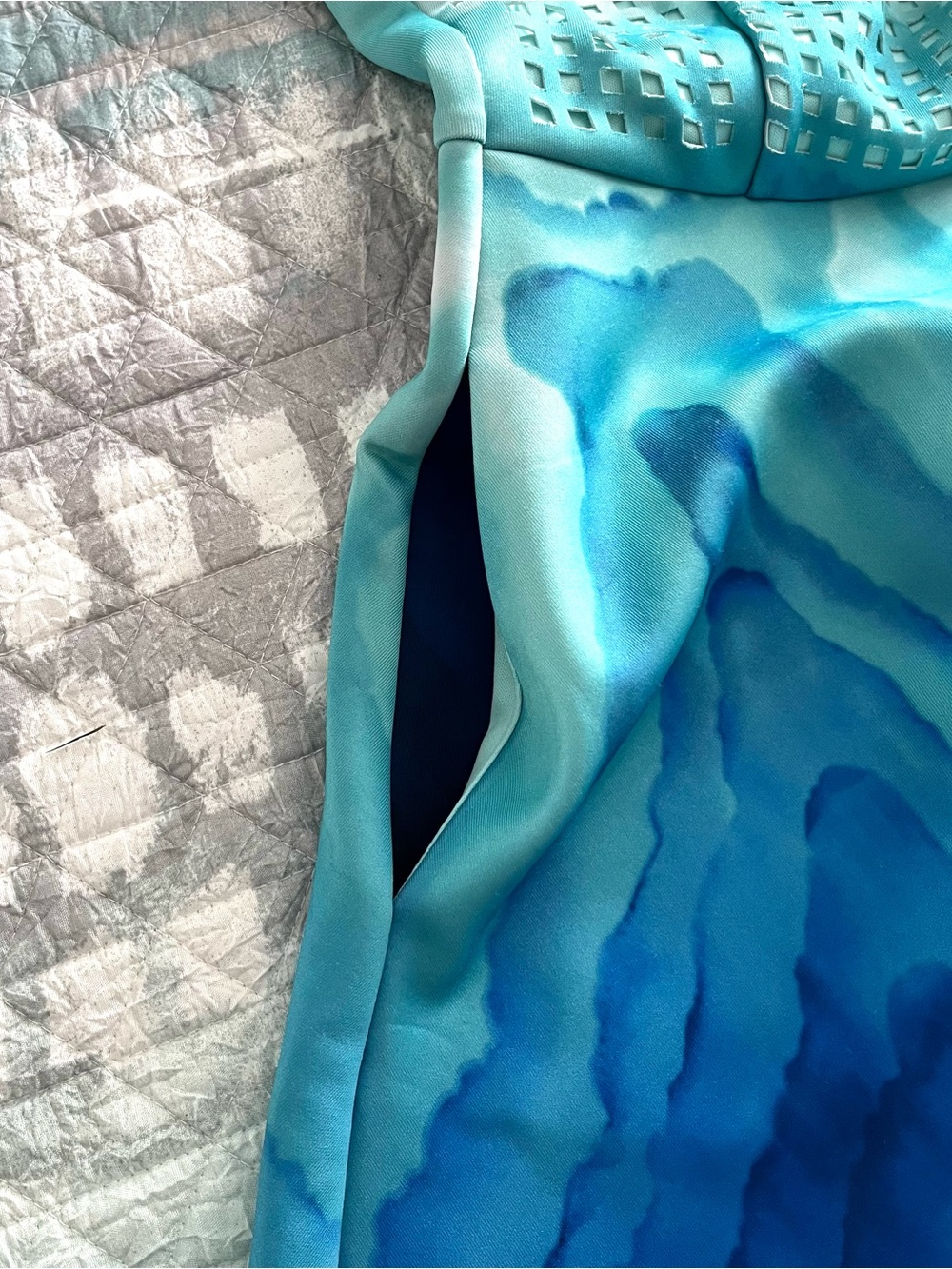 APT. 9 Aqua & Navy Ombre Fit-and-Flare Dress 10047 - Picture 6 of 7